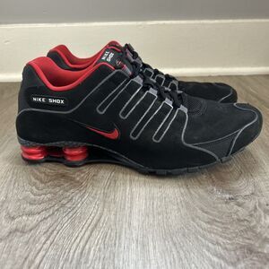 Nike Shox NZ Shoes Mens 12 Black Red Suede Athletic Sneakers 325201-060 READ